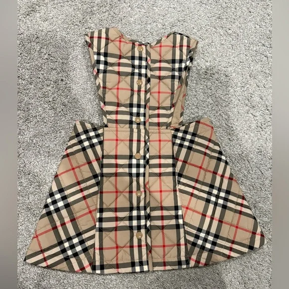 Burberry Kids Dress in Beige and Red Plaid